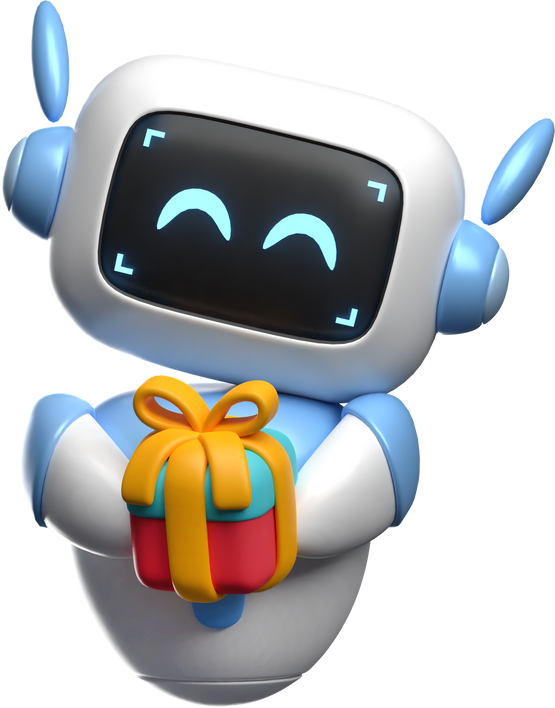 3D Robot Giving Gift Illustration